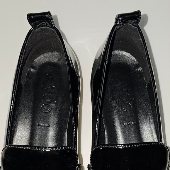 NEW Aeyde Julie Loafer EU 39.5 Black Patent Leather 30mm Heel Slip On Square Toe - Picture 7 of 13